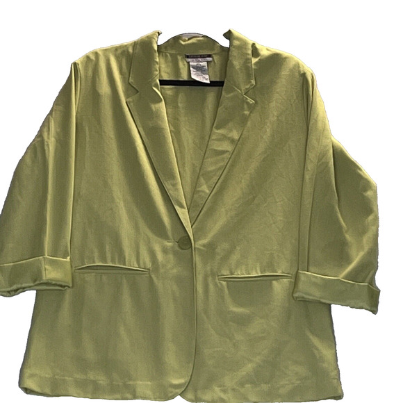 New WOT Lesley Fay Sport Estilo Women’s Blazer SZ 12 Lemon Lime Green Pockets - Picture 1 of 10